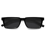 VANLINKER Retro Rectangular Polarized Sunglasses for Women Men Trendy Small Chic 80s 90s Square Sun Glasses VL9877,Black