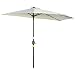 Produktbild Outsunny Sonnenschirm, 270 x 240 cm Halbshirm, Balkonschirm mit LED, Halbrunder Terrassenschirm mit Handkurbe, Solarpaneel, für Garten, Metall, Beige