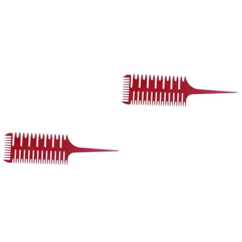 FRCOLOR Lot De 2 Peignes À 3 Mèches En Forme Darête De Poisson Brosse À Cheveux Lisse Poignée Confortable Couleur Rouge