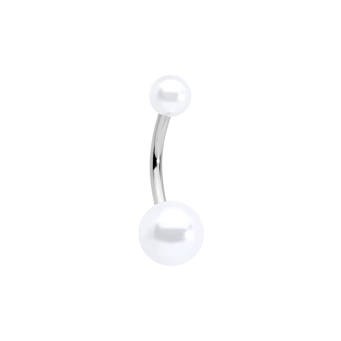 Womens Navel Belly Button Piercing Banana Bell White Imitation Pearl Ring: Pack of 1 (SRFAJW/A075/P)-image-16