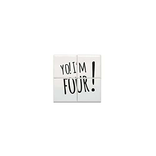 Set di 4 piastrelle in ceramica, 4,5 x 4,5 cm, dimensioni totali: 9 x 9 cm