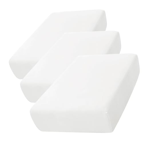 CONRUSER Stretch Cushion Cover, Soft Velvet Couch Cushion Slipcover Sofa Seat Covers Furniture Protector with Elastic Bottom (White, 3)