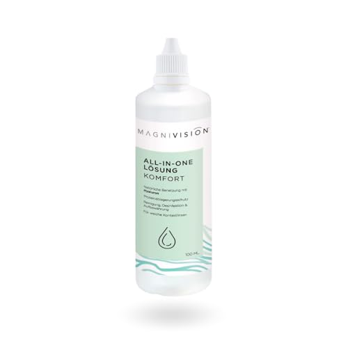 MAGNIVISION All-in-One Lösung Komfort 100ml (Reisegröße) für weiche Kontaktlinsen zur Reinigung & Lagerung von weichen Kontaktlinsen boratfrei Made in Europe