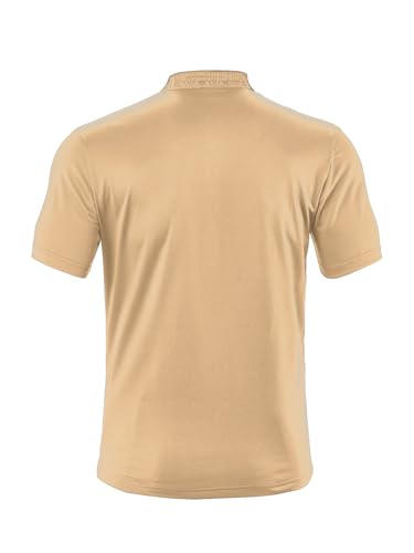 Men's Casual Short Sleeve Henley Shirt Classic Button Down T-Shirt Stretch Collared Business Golf Blouse Shirts4