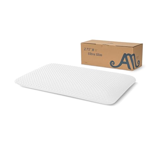 AM AEROMAX 2.75 Inches Queen Size Hyper Slim Memory Foam Pillow for Stomach and Back Sleepers - Thin, Flat Design for Cervical Neck Alignment and Deeper Sleep.