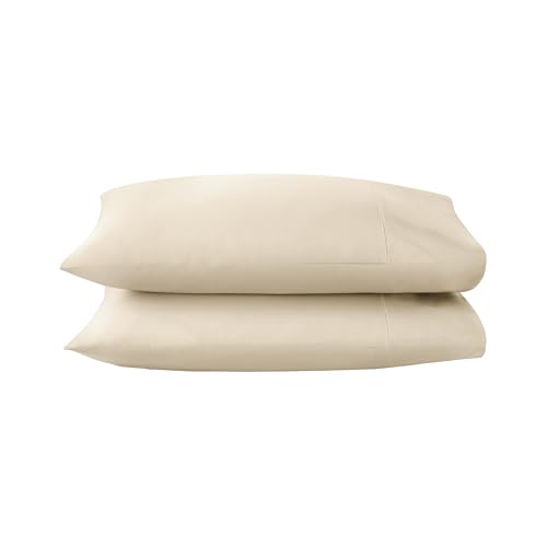 Image of 100% Organic Cotton Pillow Cases Queen Size Set of 2-100% Cotton Pillowcases GOTS Certified 300 Thread Count - Naturally Cooling Comfortable Breathable & Soft Pillow Cases (Dune, Queen)