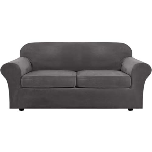 BXFUL Housses de Canapé en Velours avec Housses de Coussins Séparés, Sofa Cover Extensible Protection de Meubles pour Animaux et Enfants, Antidérapante...