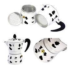 Image of 3D CREATIONS Alluminium Italian Style Stovetop Coffee Maker Moka Pot espresso Coffee percolator 1 cups of Coffee (Black and White, 50 ml)