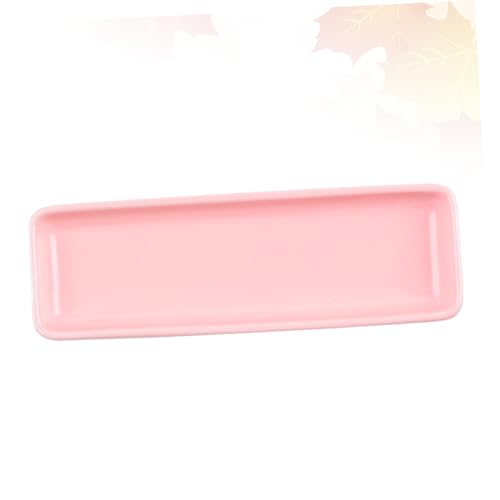 Plato alargado de cerámica para sushi color rosa miniatura 5