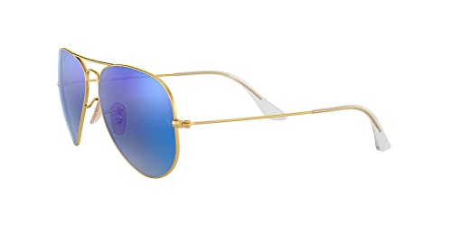 image for Ray-Ban RB3025 Classic Aviator Sunglasses, Matte Gold/Grey Mirror Blue