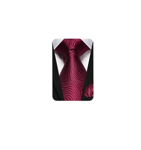 Image of HISDERN Ties for Men Solid Houndstooth Neckties Handkerchief Formal Business Tie & Pocket Square Set Wedding Party