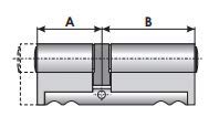 CILINDRO CON 5 CHIAVI PADRONALI UNIVERSALE CHIAVE-CHIAVE DI SICUREZZA-NEOS PER PORTE BLINDATE A SPINGERE MARCA ATRA-DIERRE.MISURE A=30mm.B=50mm. A+B=80mm.Sistema di cifratura a 6 perni in acciaio inox