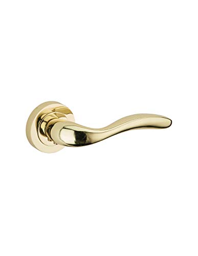 THIRARD Paire de Béquilles pour Porte, Carré 7 mm, Laitonnée, Junon Courbée, pour Portes d'intérieur, 45 mm d'épaisseur Maximum, avec Vis à Métaux,...