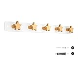 Yisiziyo Wall Mounted Wooden Coat Rack for Kids, Wall Mounted Backpack Hanger, Towel Rack with 5 Cute Hooks (Star-1pc)