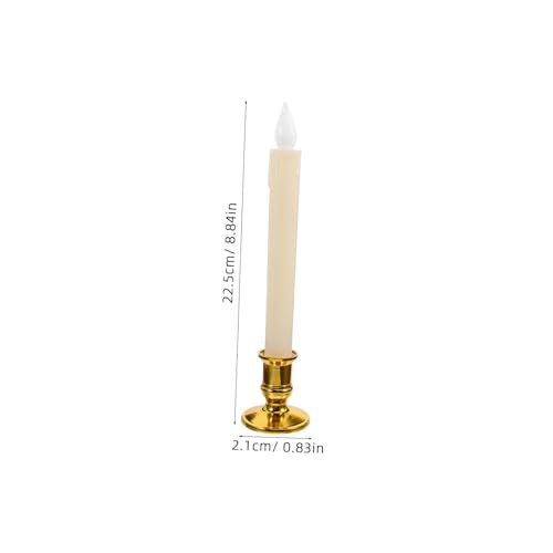 2 Velas sin Llama LED Reutilizables de ABS Tono Beige para Centro de Mesa 2