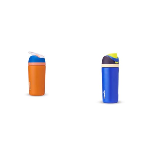 Owala Kids 14-Ounce Flip Insulated Stainless-Steel Water Bottle and 16-Ounce FreeSip Insulated Stainless-Steel Water Bottle Bundle