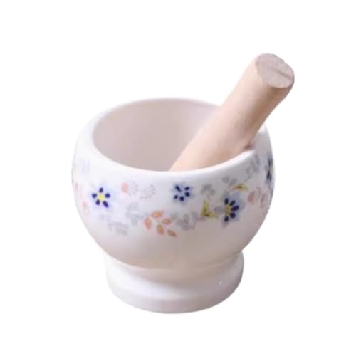 TOTIKI Mortero y Mano Artefacto De Pasta Ajo, Mortero Piedra For El Hogar, Molinillo Cerámica, Machacador, Juego Maja Set Cocina