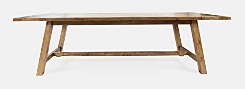 Jofran Inc. Telluride Rustic Distressed Pine 127\" Trestle Counter Height Dining Table with Extensions, Gold