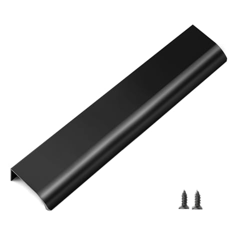 Gobrico 50 Pack 6-2/7"(160mm) Hole Centers Cabinet Handles, Edge Finger Pulls, Matte Black Cabinet Pulls, Aluminum Alloy Concealed Drawer Pulls by Gobrico - Used condition - US$43.95