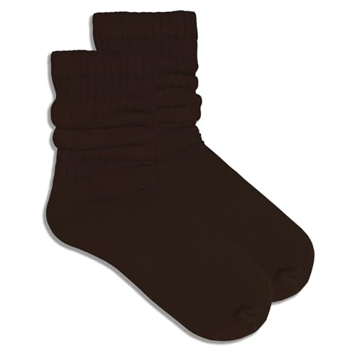 Image of COUVER Womens Scrunched Slouch Socks Soft Cotton Breathable Retro Crew or Knee High, Multiple Colors