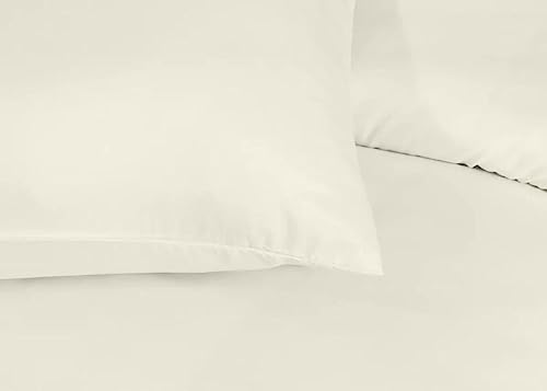 100% Egyptian Cotton Duvet Cover Set |200 Thread Count Plain Dyed Duvet Quilt Cover Set With Free Pillowcases| Non-Iron Easycare Bedding Set - Single Double King Super King Sizes (Cream, King) - Image 2