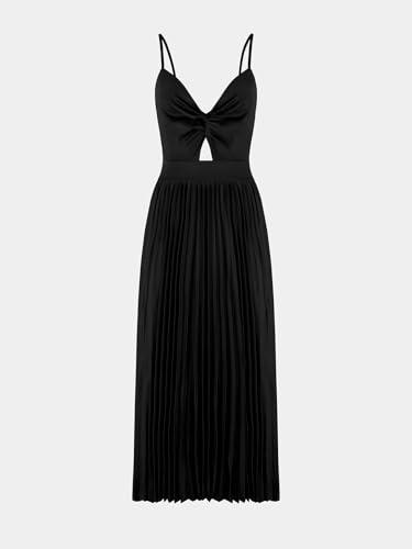 Image of CUPSHE Midi Dress for Women 2026 Party Spaghetti Straps Sleeveless Pleated Cutout Formal Dress