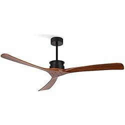 Ventilador Techo Dos Aspas CREATE / WIND LARGE DC/Ventilador de techo Negro y Aspas Madera Oscura / 6 velocidades, Silencioso, Programable, dos alturas