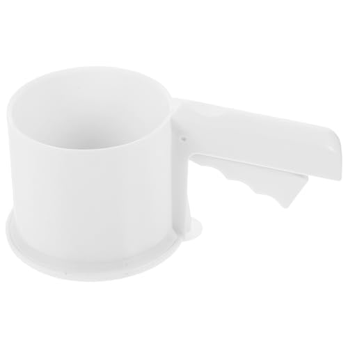 MALUGOGO Cedazo de Harina Semiautomático Blanco de Plástico Reutilizable Malla Fina para Hornear y Tamizar Azúcar, Colador Doméstico Compacto y Portátil, Utensilio Multifunción