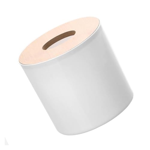 Boîte à mouchoirs en bois rond blanc pour support de couvercle - 8