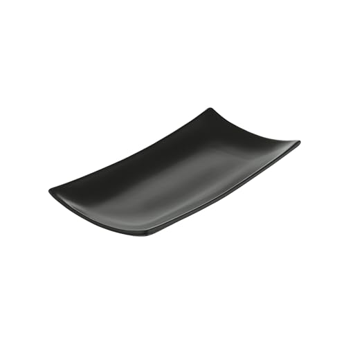 AMBITION Plato de servir negro rectangular 18 x 9 cm Salsa porcelana plato para servir lavavajillas y microondas apilable 1 pieza