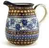 Polmedia Polish Pottery Pitcher UNIKAT - Dancing Blue Poppies Pattern Handmade in Boleslawiec Poland by Ceramika Artystyczna + Certificate of Authenticity