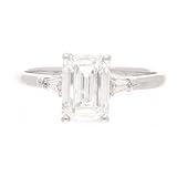 950 Platinum 2.00ct Lab Grown Diamond Solitaire w/ 0.30ct Accents Ring (Size O 1/2) 6x8.5mm Head