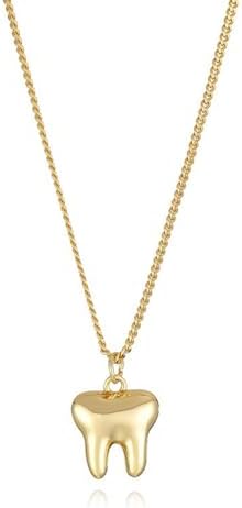 Gold Plated Tooth Pendant Necklace for Women Girls Cute Medical T...