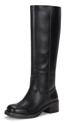 Vepose Women's Black Tall Knee High Boots 9565 Dress Chunky Low Heel Fashion Square Toe with Side Zipper Fall Leather Long Boot,Size 9M US(CJY9565 Black 09)