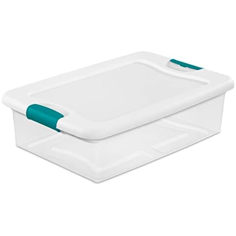 STERILITE Latching Storage Box, See-Through Base, 32-Qt Cover