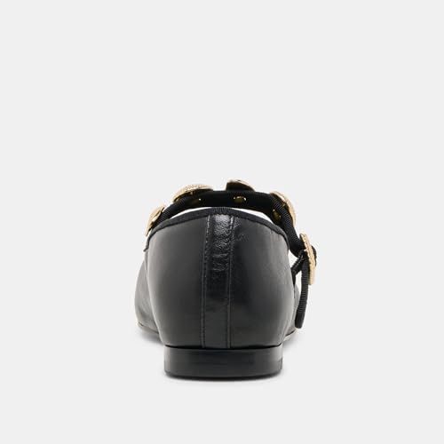 Women's Elastic Leather Ballet Flats Round Toe Gold Adornments Strap Ballerina Shoes Comfortable Casual Mary Jane Flat Shoes4