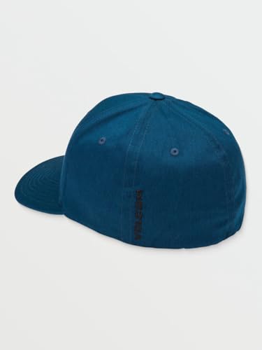 Image of Volcom Men's Full Stone Flexfit Hat - 6-Panel Structured Stretch Twill Baseball Cap, Deep Blue Blue, L /XL