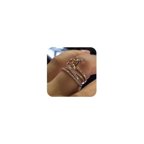 MAIHAO Sparkling Women Fashion 18K Rose Gold Filled Morganite Ring Engagement Bridal Women Jewelry Rings Size 6-10 (US Code 9) Cover