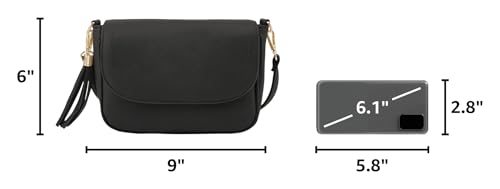 Image of EVVE Small Crossbody Bags for Women Trendy Flap Saddle Purses with Tassel Vegan leather Shoulder bag