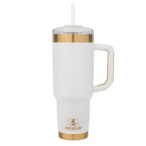 Pelican Hydration Pelican Porter™ 40 oz Vacuum Insulated Tumbler - Recycled Stainless Steel Double Wall Travel with Dual Lid, Powder Coated Insulated Coffee Mug For Hot Cold Drinks, Aurum…
