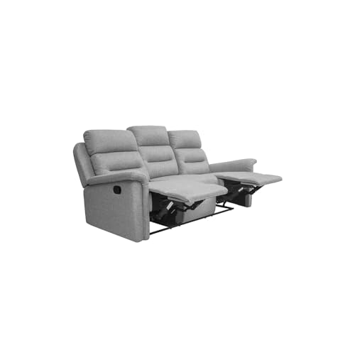 Canapé Relax 3 Places Repose-Pieds Gris Clair SAJUCO