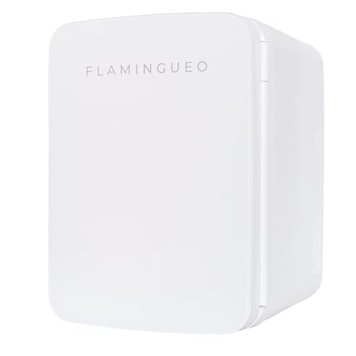 Flamingueo Mini Frigo 10L - Mini Frigo de Chambre, 12V/220V, Fonction Chaud et Froid, Per...