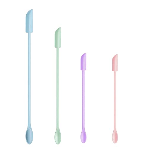 Mini Spatula Silicone Spatula Set - 4pcs Small Makeup Scrapers for Cosmetics, Reusable Beauty Tiny Tools, Thin Jar Scraper, Get the Last of the Makeup Out of the Bottle(Grace Colors)