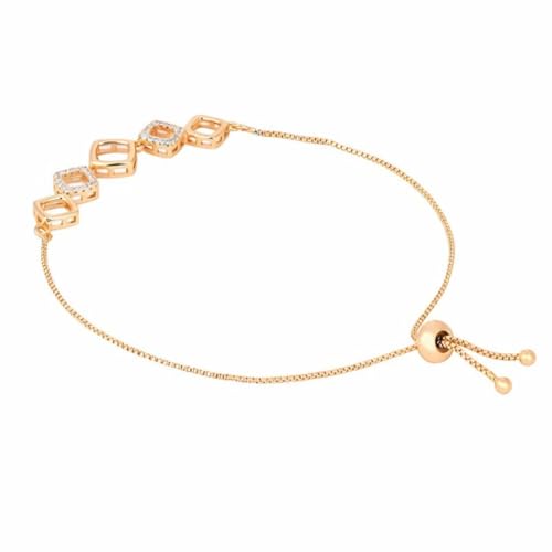 Image of Nilu's Collection Rose Gold & Silver Plated American Diamond Adjustable Bracelet, Stylish Fashion Jewellery Gift for Women
