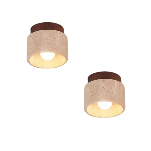 DOCJX Lámpara De Techo Travertino Textura Natural Moderna Estilo Wabi Sabi E27 Pequeña Lámpara De Techo Para Salón Dormitorio Pasillo Balcón Decoración Interior Japonesa(B-0001)