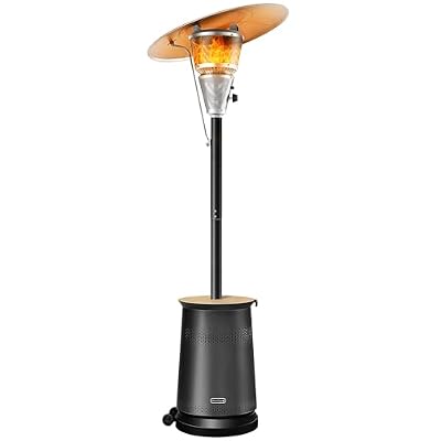 Mars Explo 5,0000 BTU Patio Heater for Outdoor Use With Adjustable Heat Focusing Top, Table Design, Stainless Steel Burner, Wheels,Propane Heater for Garden, Commercial and Residential, Black