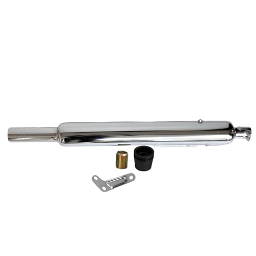 Image of Long Punjab Silencer Free Flow For Loud Sound For Royal Enfield Classic 350-500cc, Bullet Standard 350-500cc, Thunderbird 350-500cc Electra. (BS3-BS4, Chrome)