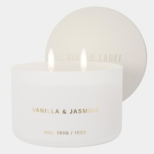 Hidden Label Vanilla Jasmine Soy Candle 10oz 2-Wick 45H Clean Burn
