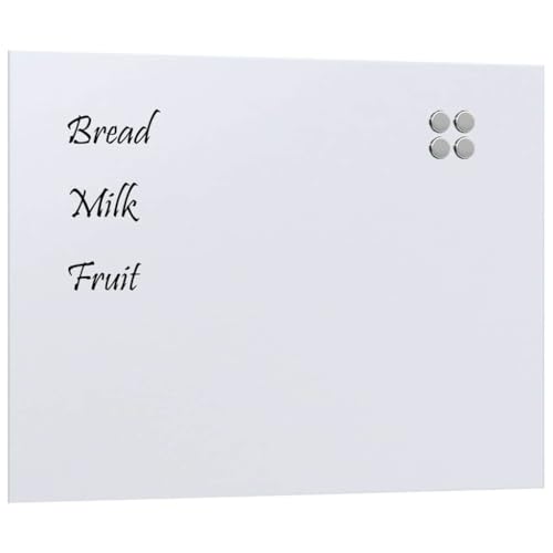 vidaXL Pizarra magnética de pared vidrio templado blanco 80x60 cm, tablero...