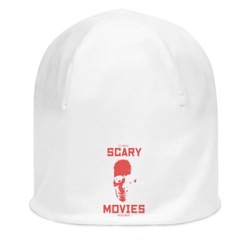 Bonnet blanc Skull Art Let's Watch Scary Movies idéal pour vos soirées cinéma d'horreur